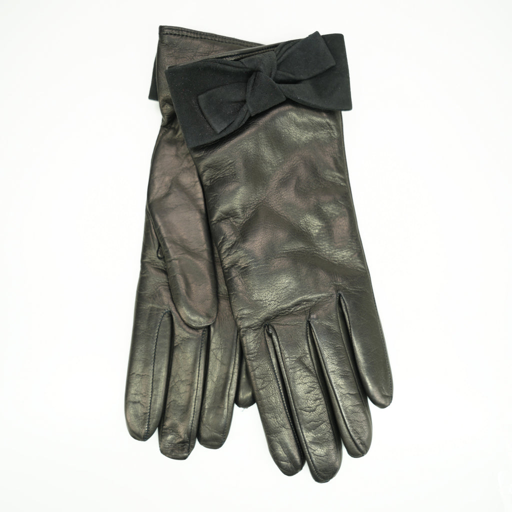 MADE IN ITALY LEATHER GLOVES WITH BOW