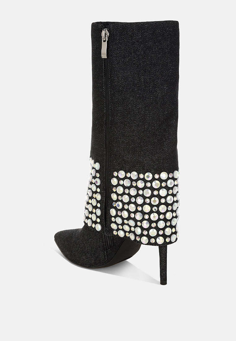 BASSO Party Diamante Studded Stiletto Boots