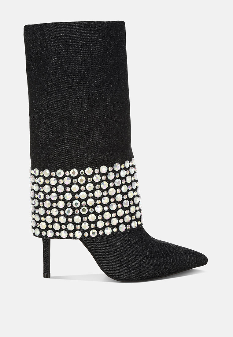 BASSO Party Diamante Studded Stiletto Boots