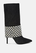 BASSO Party Diamante Studded Stiletto Boots
