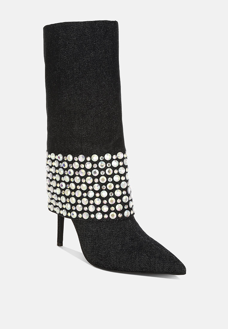 BASSO Party Diamante Studded Stiletto Boots
