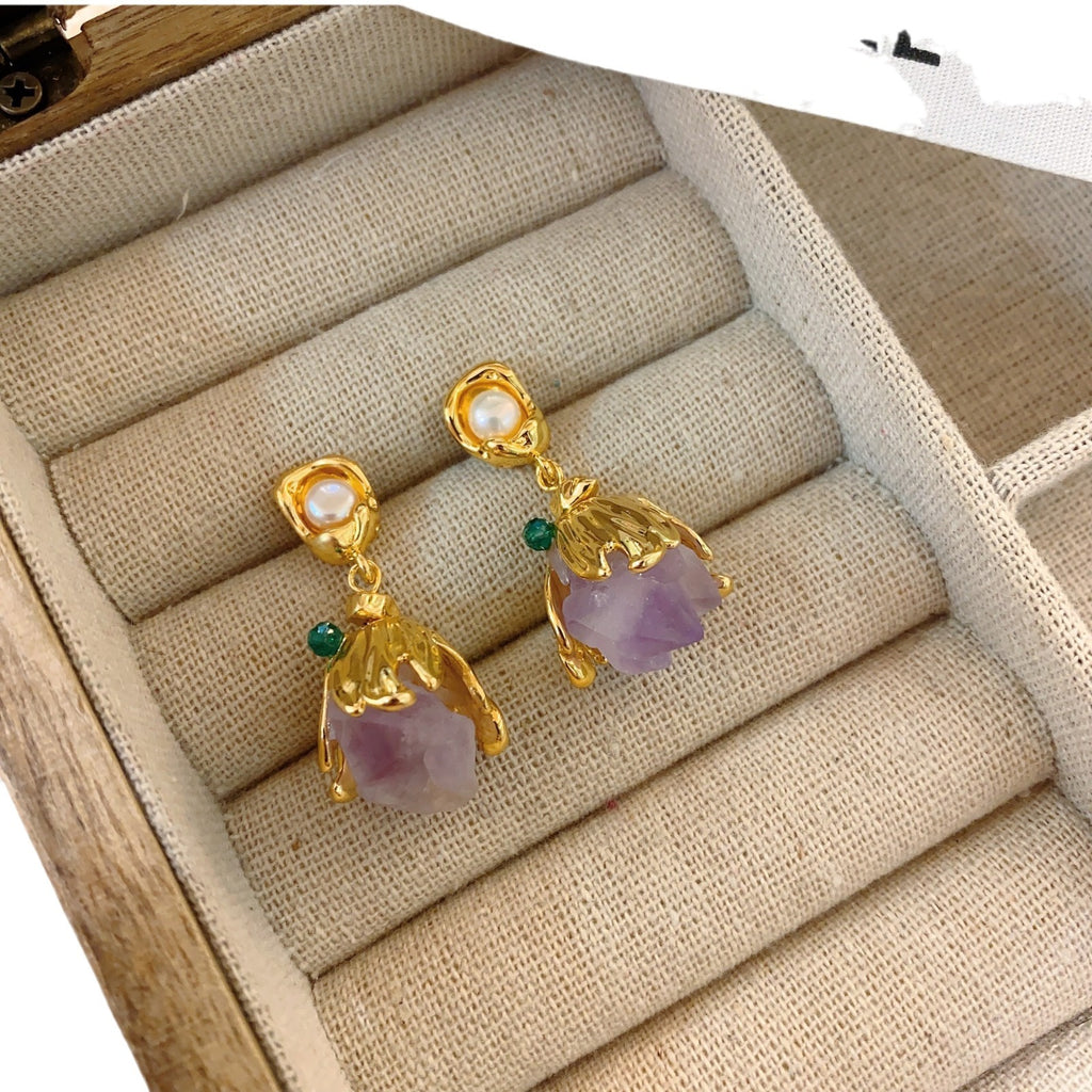 Amethyst Stone Stud Earrings
