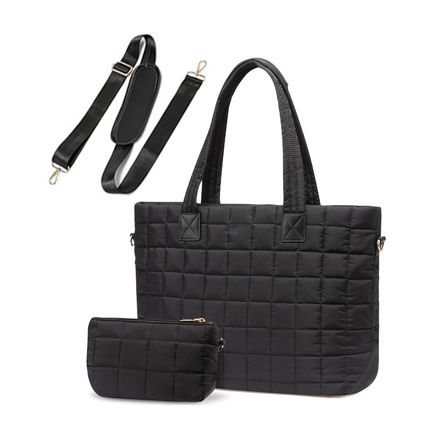 Mila Quilted Traveler Tote with Mini Clutch-5
