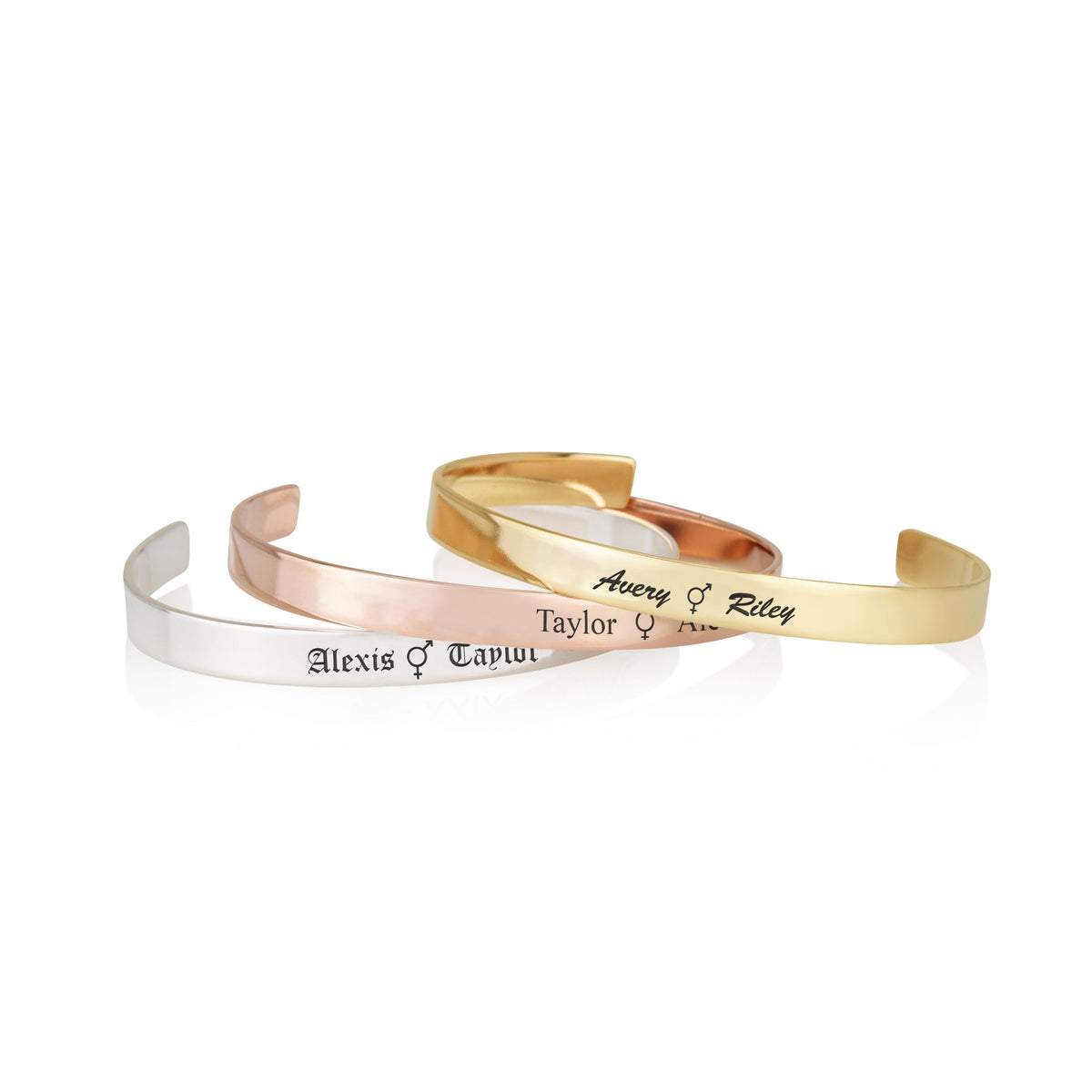 Custom Bigender Pride Names Cuff Bracelet