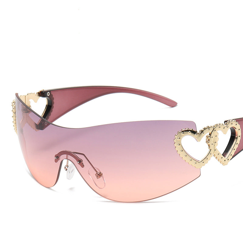 Fashion New One-Piece Sunglasses Y2K Millennium Hot Girl Style Rimless Sunglasses Vintage Modern Glasses