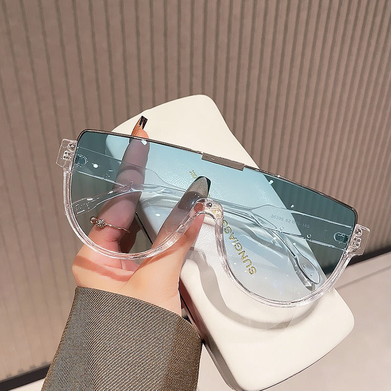 Large frame integrated lenses sunglasses