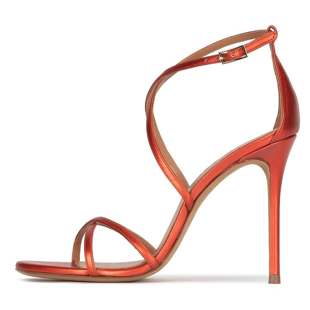 Summer Europe and America Large Round Head Strap Womens High Heel Sandals