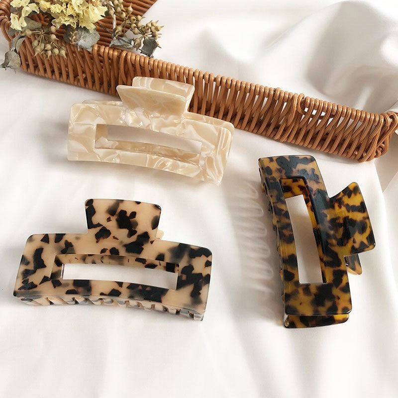 Zincqi Acetate French Style Large and Small Geometric Square Hair Clip for Back of Head, Hairpin, Shark Clip, Hair Clamp
