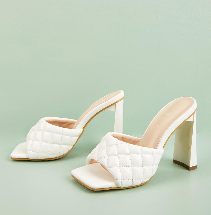 Square Toe High Heel Mules