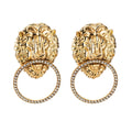 Lion Head Statement Drop Earrings