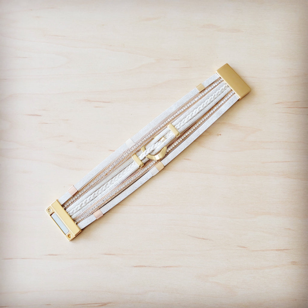 **White & Gold Magnetic Cuff 811L-1