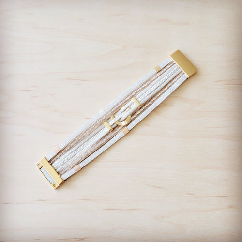 **White & Gold Magnetic Cuff 811L-1