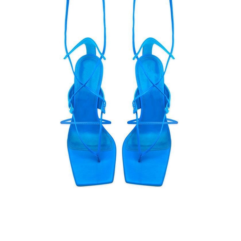 Sandals Women's Summer New High Heel Thick Heel Sandals Square Head Ankle Lace Strap Sexy