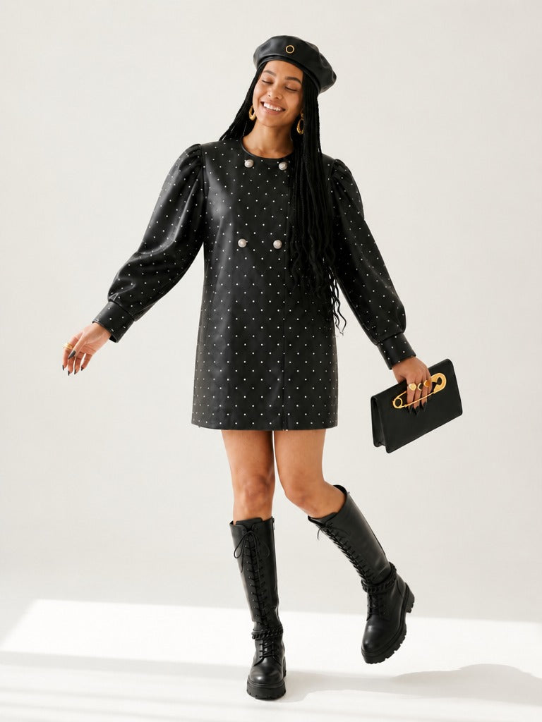 Audacious Dot PU Leather Jacket