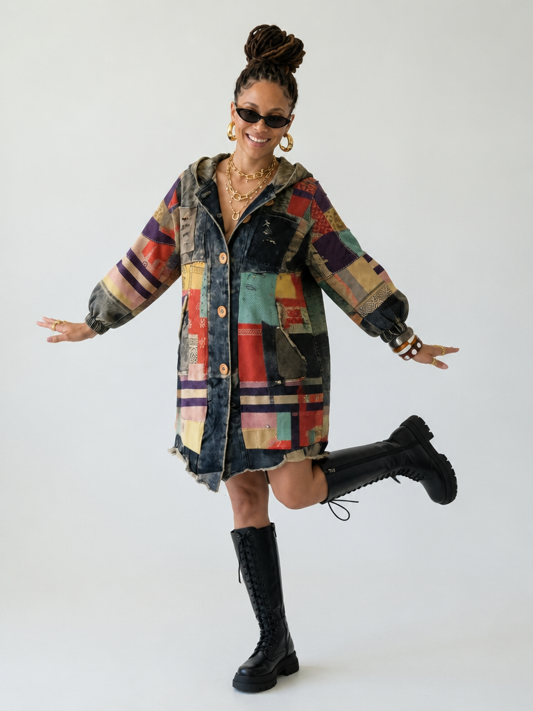 Adventurous Patchwork Denim Jacket