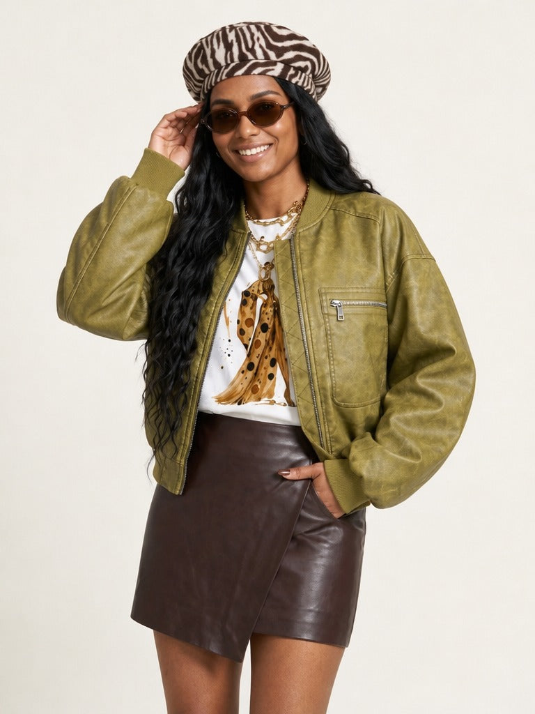 Audacious Faux Leather Short Jacket