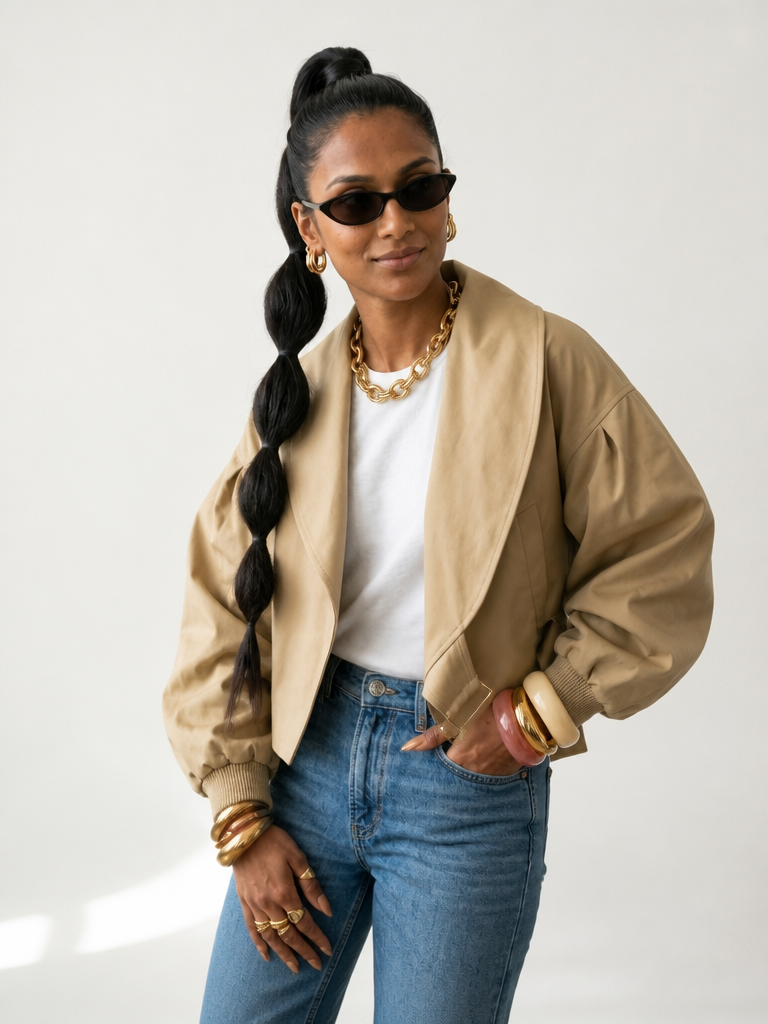 Confident Batwing Cropped Jacket
