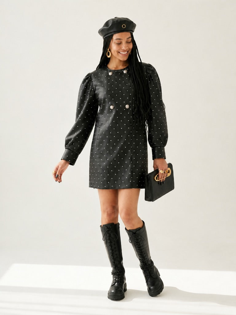 Audacious Dot PU Leather Jacket