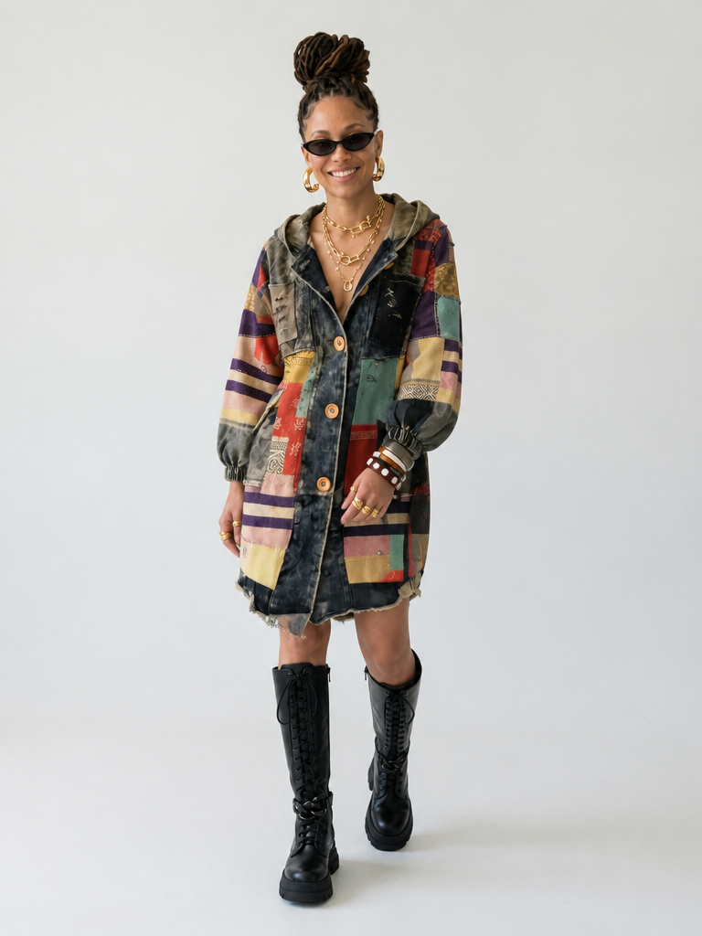 Adventurous Patchwork Denim Jacket