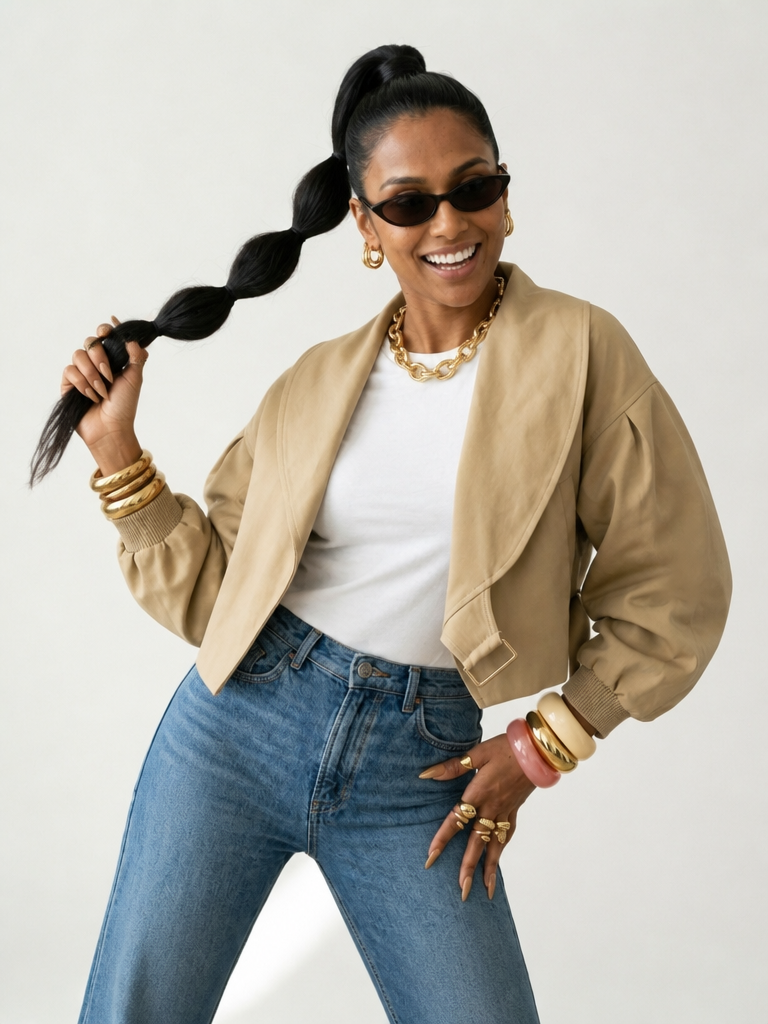 Confident Batwing Cropped Jacket
