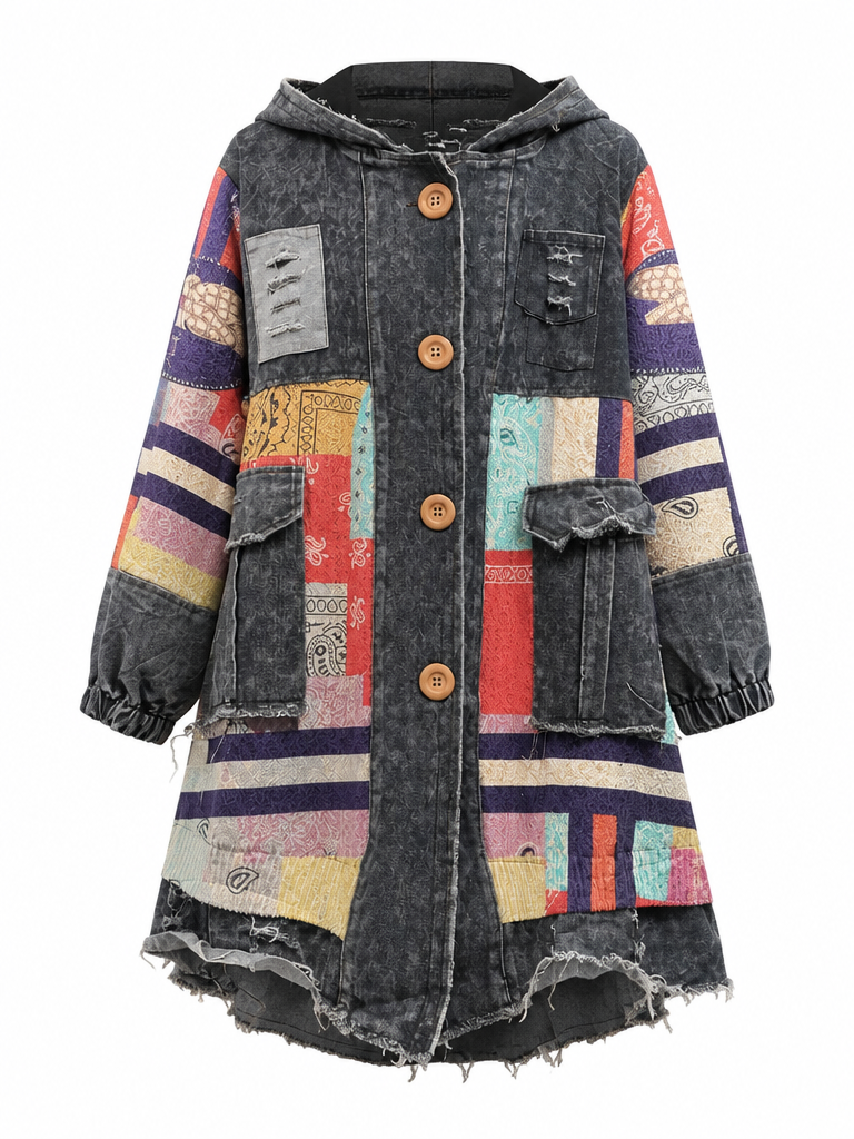 Adventurous Patchwork Denim Jacket