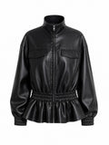 Audacious Ruffled Leatherette Jacket