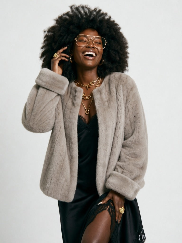 Elegant Faux Fur Short Jacket
