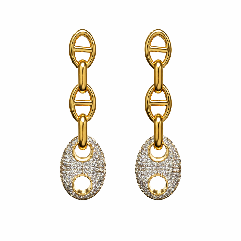 Roxanne Two Tone Pave Drop Earring-0