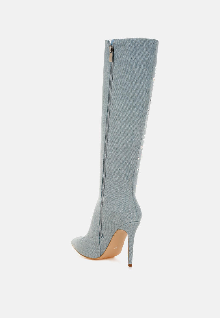 Coastra Rhinestone Embellished Stiletto Boots