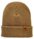 Cuffed Wide Ribbed Striped Beanie, Contrast, Beige and Brown, Classic Beanie