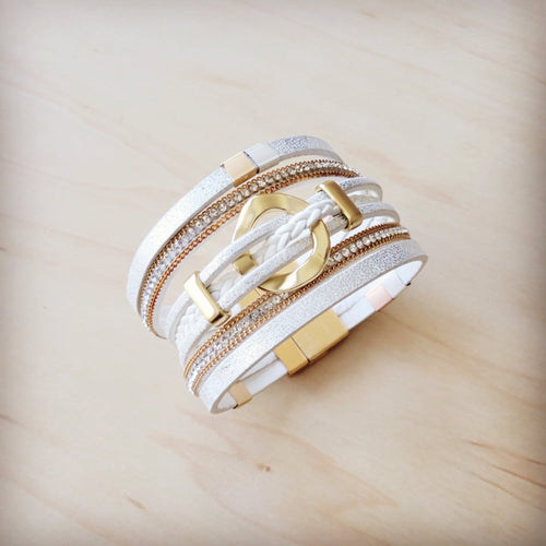 **White & Gold Magnetic Cuff 811L-0