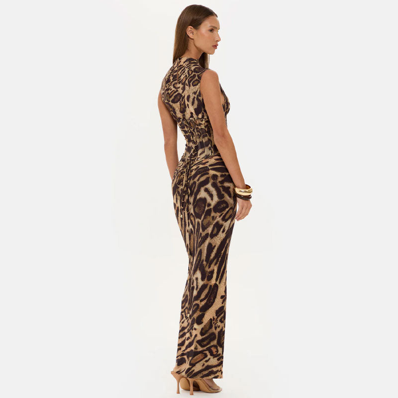 Cinched waist fitted corset-shaped drawstring dress set for women