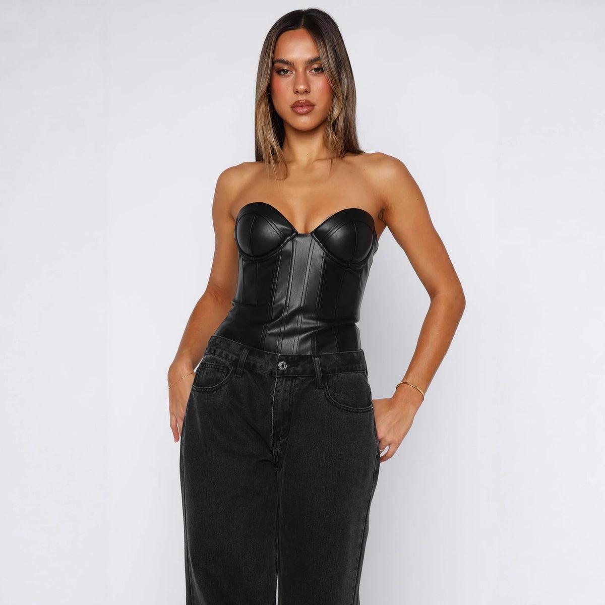 Women's Solid Color Strapless Corset Vest