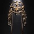 New Tassel Hair Chain Bridal Headpiece for Women Rave Accessories Stage Rhinestone Geometric Head Chain Hat Jewelry Gifts