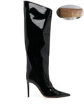 Women's New Stone Print Boots Sexy Runway Stiletto Pointed Toe High Boots 10cm High Heel Side Zipper Boots