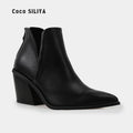 Leopard Short Boots Female Spring And Autumn New High-Heeled Martin Boots Thick With Pointed And Bare Boots