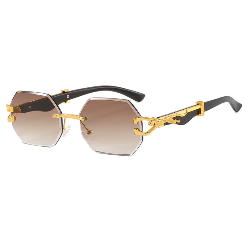 Leopard Head Frameless Polygon Irregular Trimming Ins Internet Celebrity Street Photography Sunglasses