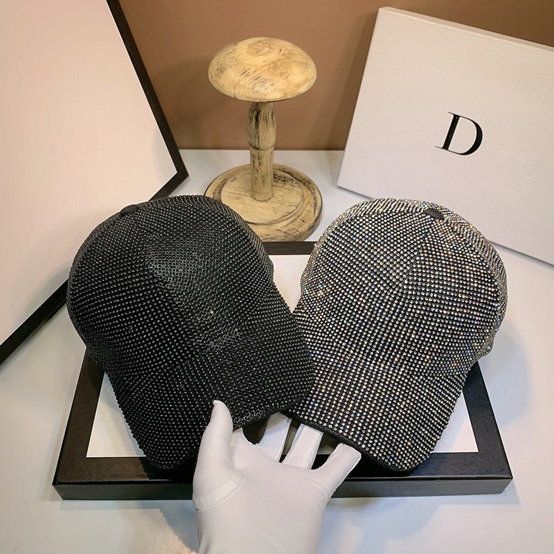 Summer peaked cap heavy handmade rhinestones full of diamonds internet celebrity baseball cap versatile sun protection hat