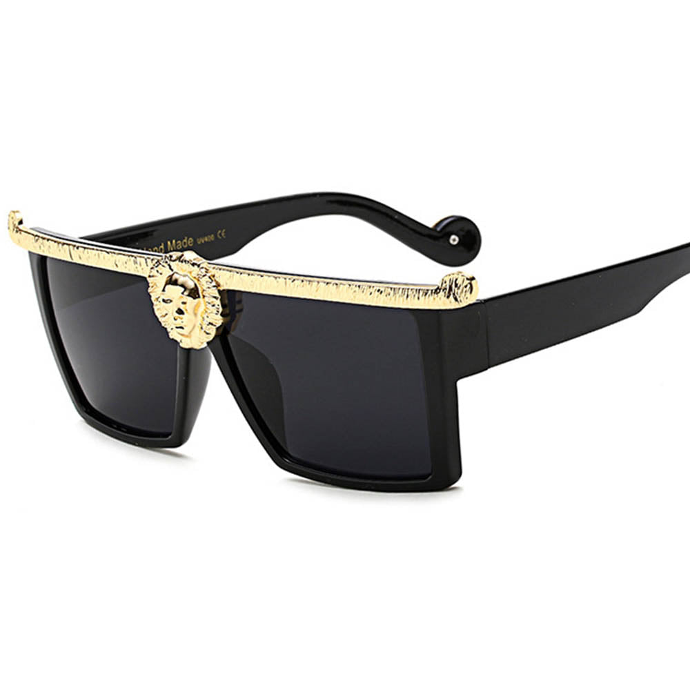 Steampunk Sunglasses Men Gold 3D Lion Head Brand Designer Oversized Glasses Women Hipster Gothic Couple outfit