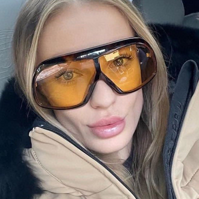 Conjoined large frame sunglasses, fashionable and versatile sunglasses, cross-border trendy sunglasses, high-end feel