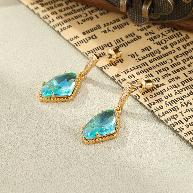 Crystal Glass Irregular Drop Earrings