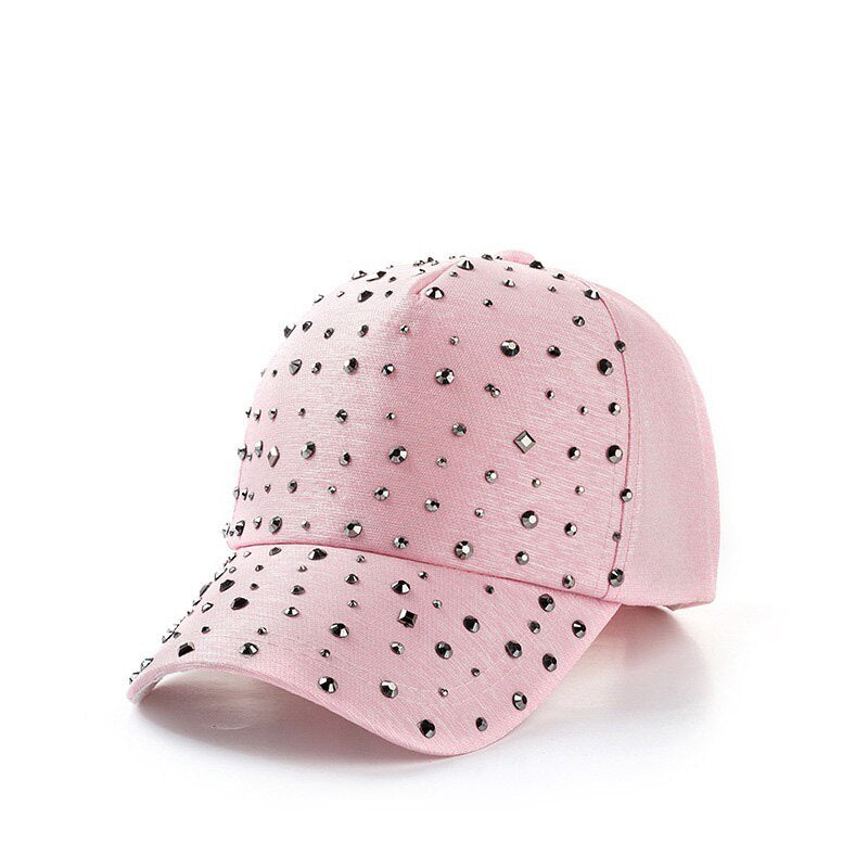 Unisex Streetwear Bone Cotton Rhinestone Breathable Mesh Sun Hat Summer Women Snapback Adjustable Rivet Ponytail Baseball Cap 83