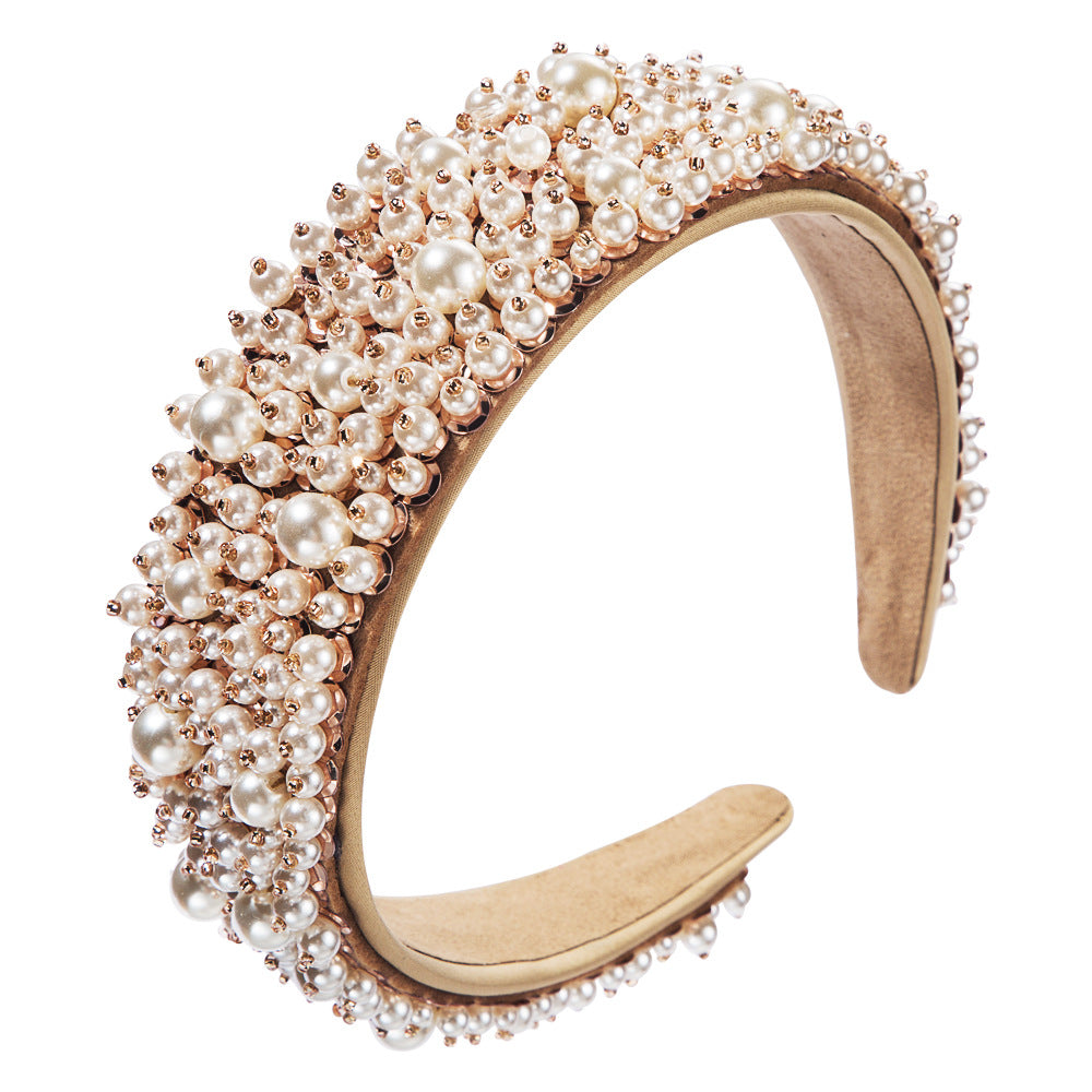 Hair Hoop Hair Accessories Baroque Hair Hoop Hand Nail Pearl Versatile Net Red Catwalk Head Hoop