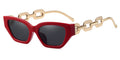 Vintage sunglasses women square fashion chain ladies sun glasses cat eye uv400 gold black female accessories