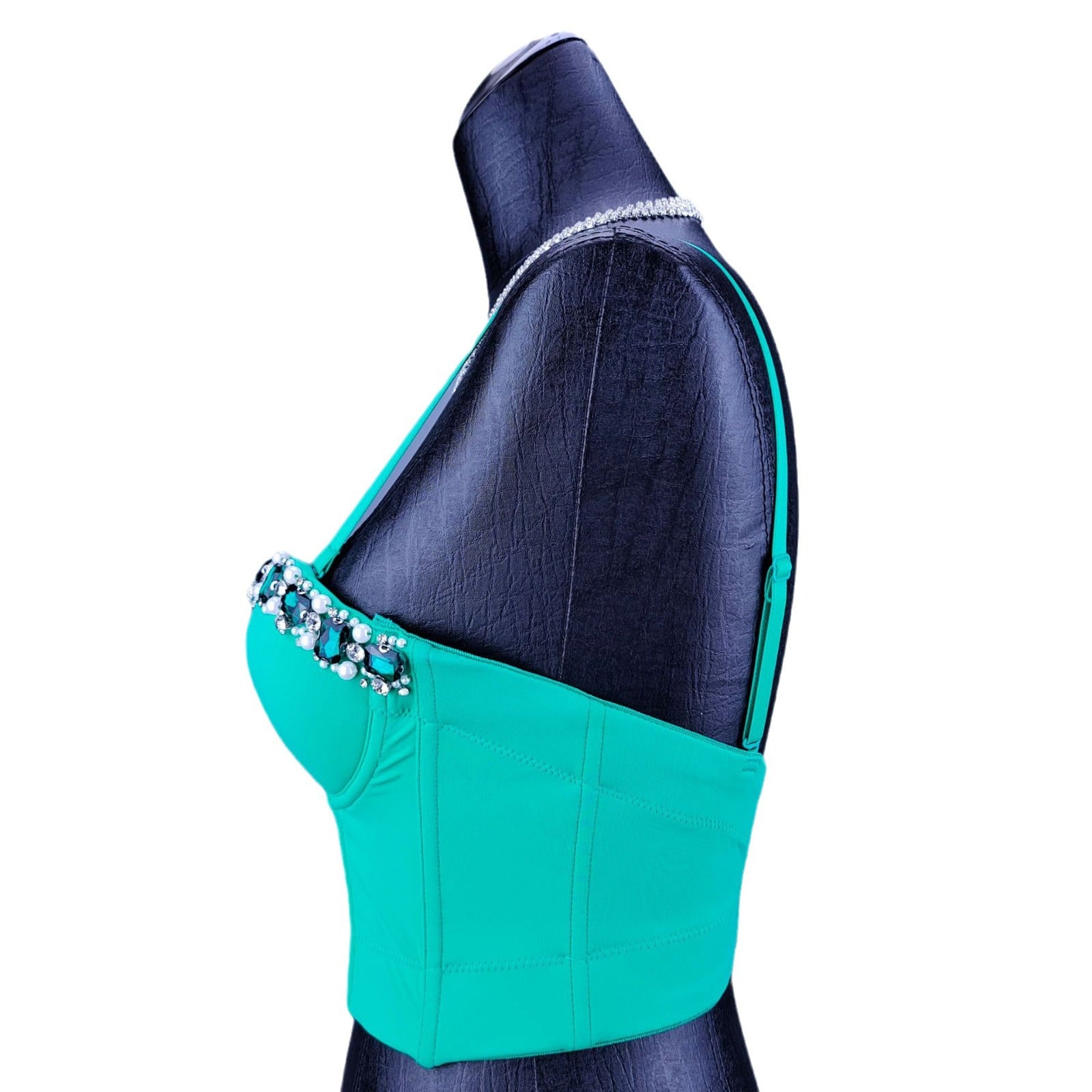 French fishbone corset with diamond and pearl decorations, tight corset vest for women