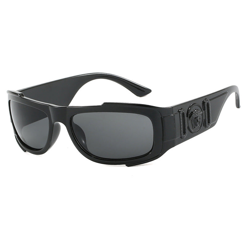 Small frame sunglasses Y2K lion head sports hip-hop European and American cycling sunglasses ins concave shaped outdoor sunglasses