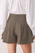 Flying Tomato | Brown Houndstooth Pleated Skort-5