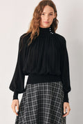 Flying Tomato Pearl-Button Draped Sweater-2