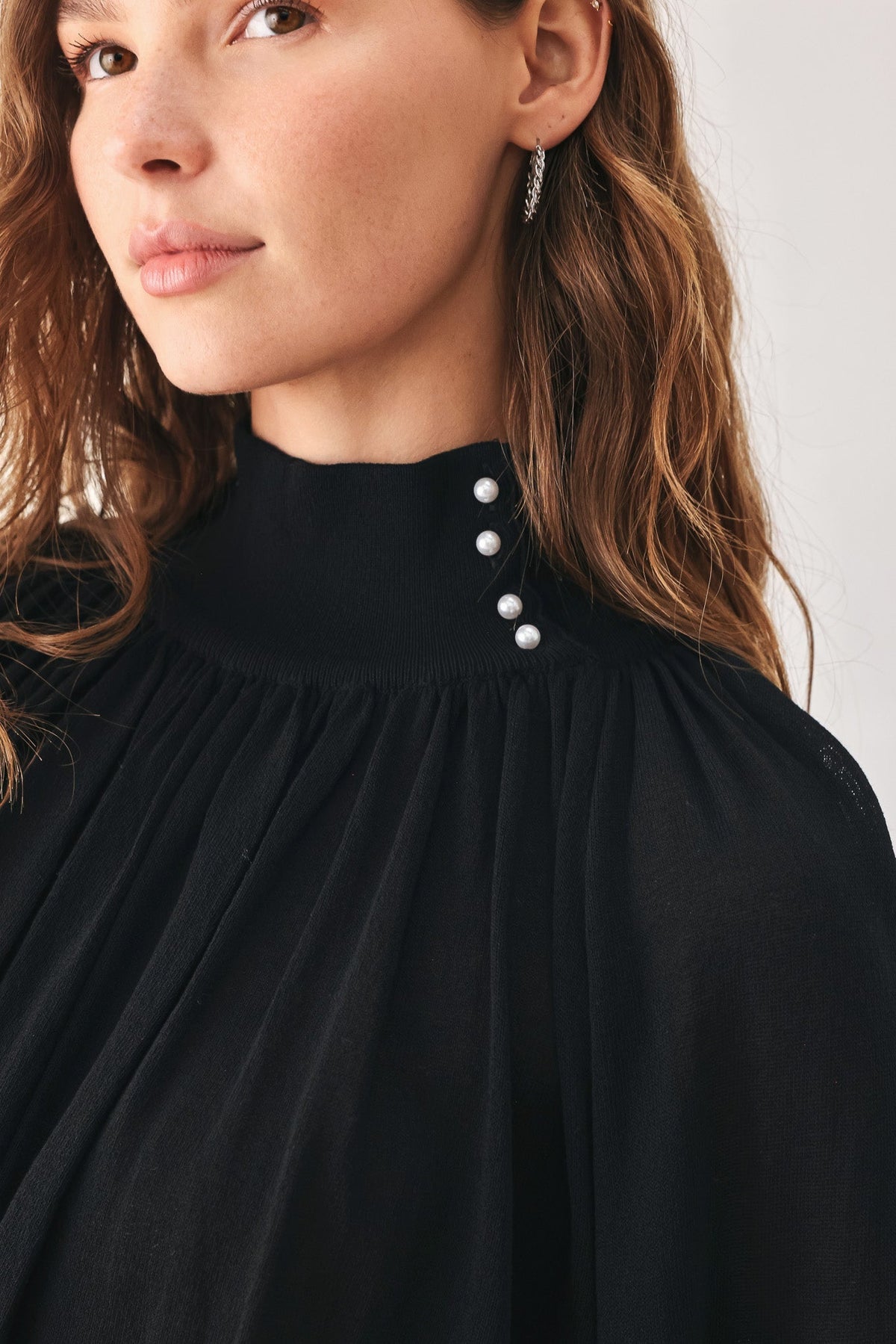 Flying Tomato Pearl-Button Draped Sweater-3