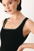 Flying Tomato | Midnight Glam Jeweled Velvet Peplum Top